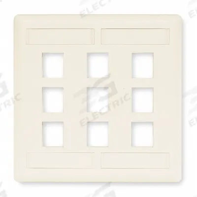 HUBBELL PREMISE WIRING Wall Plate: White, 2 Gang, 9 Port, Flat Module, Plastic - Keystone Wall Plates