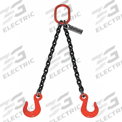 LIFT-ALL Double Leg Chain Sling: 7/32 in Chain Trade Size, 100 Chain Grade, Sling Hook - Grade-100 Double-Leg Chain Slings