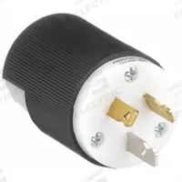 BRYANT Straight Blade Plug: 10-20P, 125/250V AC, 20 A, 3 Pole, 3 Blade, Black/White (MPN 9151N)