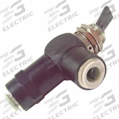 PNEUMADYNE INC Manual Air Control Valve: Three-Way, 1/4 in Push-On, Toggle, Aluminum/Brass (MPN F11-30-66). Key specifications — attr1092139: Brass; attr1092167: Spring Return; attr1092176: Normally Closed.