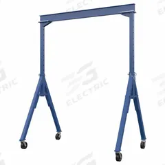 APPROVED VENDOR Adjustable Gantry Crane: Fixed Span, Adj Ht, 2,000 lb Load Capacity, Steel (MPN AHS-2-10-14). Key specifications — Rotating Legs: No; Brand: APPROVED VENDOR; Height Adjustability: Adjustable Height; Mobility Under Load: Stationary.