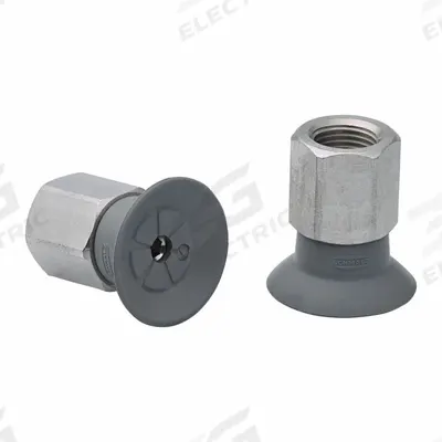 SCHMALZ Vacuum Pad Assembly: G1/8 in, 33.3 mm Pad Dia, NBR, 55 A, Gray - Flat Type Electronics Industry Vacuum Pad Assemblies