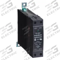CRYDOM Solid State Relay: DIN-Rail Mounted, 30 A Max Output Current, SCR, AC Output (MPN CKRD4830-10). Key specifications — Brand: CRYDOM; Current Type: DC; Electrical Connection: Screw Clamp; Finger Safe: Yes; Input Current: 8 to 12 mA; Maximum Output Current without Heat Sink: 30 A; Mounting Style: DIN Rail; Output Voltage: 48 to 530V AC.