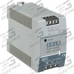 SOLAHD DC Power Supply: DIN Rail, 50 W Output Power - Rated, 1 A Current - Output, Single Phase (MPN SDP148100T). Key specifications — attr1044898: Single; attr1044874: Plastic; attr1044879: 85 to 264V AC; attr211400: SOLAHD.