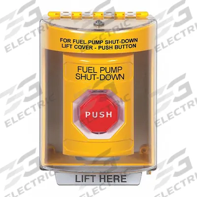 SAFETY TECHNOLOGY INTERNATIONAL Fuel Pump Shutdown Push Button: 4 7/8 in Ht, 3 3/16 in Dp - Emergency Push Buttons
