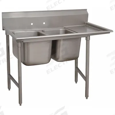 ADVANCE TABCO Scullery Sink: 2 Bowls, 42 in Overall Ht, 80 in Overall Lg - Two-Bowl Freestanding Kitchen & Bar Sinks without Faucets