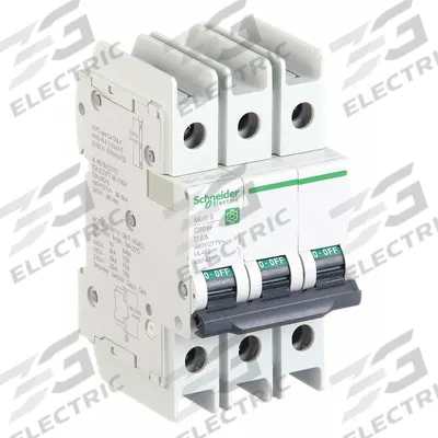 SCHNEIDER Miniature Circuit Breaker: 6 A Amps, 14kA at 120/240V AC, Screw Clamp - D-Curve, 3-Pole UL489 DIN Rail-Mount Miniature Circuit Breakers