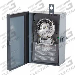 TORK Electromechanical Timer: 24 hr, 120/208-277V AC, DPST, Mechanical (MPN 1109A-O). Key specifications — Body Material: Metal; Indoor/Outdoor Usage: Indoor; Brand: TORK.