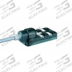 MURRELEKTRONIK M12 distribution block: EXACT12, 4 Ports, 4 Pole M12 Female, 5 m Cable Lg (MPN 8000-84410-3330500). Key specifications — IP Rating: IP65; Features: PNP Electrical Design.