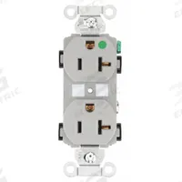 BRYANT Receptacle: Hospital Grade Fed. Spec., Duplex, 5-20R, Gray, 125V AC, 20 A, 2 Pole / 3 Wire (MPN 8300HBGRY)