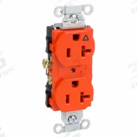 HUBBELL Receptacle: Duplex, 5-20, Orange, 125V AC, 20 A, 2 Pole / 3 Wire (MPN IG20CR)