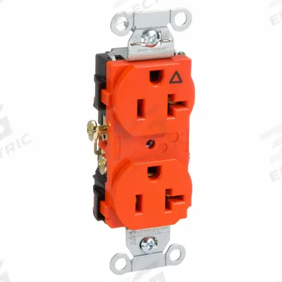 HUBBELL Receptacle: Duplex, 5-20, Orange, 125V AC, 20 A, 2 Pole / 3 Wire (MPN IG20CR) - General Purpose Receptacles
