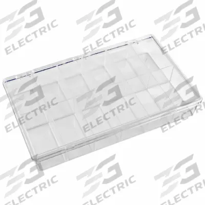 FLAMBEAU Compartment Box: 6 1/2 in x 10 3/4 in x 1 7/8 in, Clear, 12 Compartments - Small Parts Compartmented Boxes with Fixed Dividers