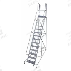 COTTERMAN Rolling Ladder: 9.2 ft Platform Ht, Unassembled, Steel, Manual Lock, Serrated (MPN 1X11R2632A3E30B4W4C1P4). Key specifications — Includes Handrails: Handrails Included; Material: Steel; Brand: COTTERMAN; Color: Gray.