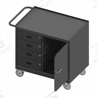 DURHAM MFG Mobile Cabinet Workbench: 36 in x 24 in, Steel, 1,200 lb Overall Load Capacity - Mobile Cabinet Benches with Drawers