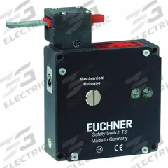 EUCHNER Safety Interlock Switch: TZ Series, 2NC/2NO (MPN TZ1RE024MVAB). Key specifications — Brand: EUCHNER; Manufacturer Part Number: TZ1RE024MVAB; Actuating Key Type: Flat; Key Hole Location: Right; Series: TZ; Terminal Connection Type: MR10.