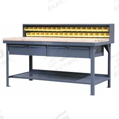 STRONG HOLD Workbench with Riser: Fixed Ht, Maple, 72 in x 36 in, 10,000 lb Overall Load Capacity (MPN T7236-34B-2DB-MT). Key specifications — attr562373: STRONG HOLD.