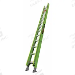 LITTLE GIANT Extension Ladder: 28 ft Ladder Size, Fiberglass, 375 lb Load Capacity, 52 lb Wt (MPN 17928). Key specifications — Color: Green; Brand: LITTLE GIANT; Included Features: Ground Cue; Removable Fly: Fixed.