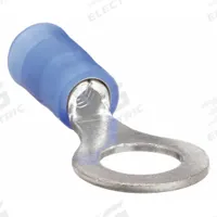 PANDUIT Ring Terminal: Blue, Nylon Insulation, 1/4 in Stud Size, 18 AWG to 14 AWG Wire Sizes, 600 V (MPN PN14-14R-C). Key specifications — attr1308027: PANDUIT.
