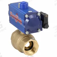 DYNAQUIP CONTROLS Pneumatically Actuated Two-Way Ball Valve: 2 in Size, Brass, FNPT x FNPT (MPN PHH28ATDA063A). Key specifications — Brand: DYNAQUIP CONTROLS; Pilot Solenoid Voltage: 115V AC.