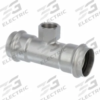 VIEGA PROPRESS Crimp Tee Fitting: 1 1/2 in CTS x 1 1/2 in CTS x 3/4 in Pipe Size - Potable Water Stainless Steel Press Fittings