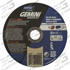 NORTON Abrasive Cut-Off Wheel: Type 1, 6" x 0.045" x 7/8", Aluminum Oxide, 36 Grit (MPN 66252841999). Key specifications — Series: Gemini RightCut INOX/SS; Brand: NORTON.