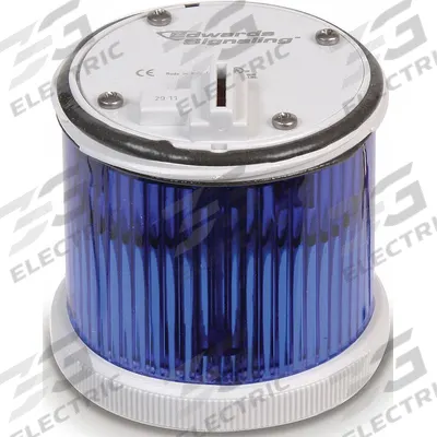 EDWARDS SIGNALING Tower Light Module: Flashing, 12 to 48V DC, Blue, 70 mm Overall Dia - Flashing Light Modules