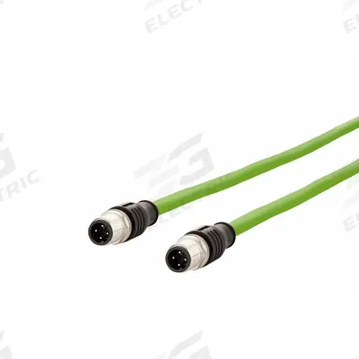 METZ CONNECT Cable: Cat5/PROFINET, M12 Plug Male Straight x M12 plug Male Straight, 5 m Lg - M12 Connector to M12 Connector Cordsets