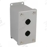 WIEGMANN Push Button Enclosure: 22mm, 2 Holes, Carbon Steel, NEMA 12 (MPN PBGX2). Key specifications — Brand: WIEGMANN; Environments & Applications: Indoor Dust & Water Droplets.
