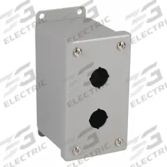 WIEGMANN Push Button Enclosure: 22mm, 2 Holes, Carbon Steel, NEMA 12 (MPN PBGX2). Key specifications — Brand: WIEGMANN; Environments & Applications: Indoor Dust & Water Droplets.