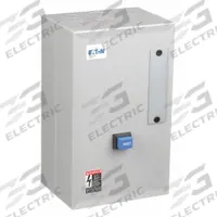 EATON NEMA Magnetic Motor Starter: Non-Reversing, 3 Poles, NEMA Size 1, 27 A, 24V AC Coil (MPN ECN0511TAA-R63/DL30). Key specifications — attr211388: EATON; attr951451: 1NO/1NC; attr951453: 24V AC; attr951489: Three; attr984425: 1NO/1NC; attr984429: Pilot Light; attr997361: None (Not Applicable to Electronic Overloads).
