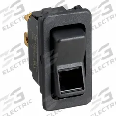 EATON Lighted Rocker Switch: 2 Positions, SPST, Off/Momentary On (MPN 8005K37N113V52). Key specifications — AC Contact Rating: 10 A @ 250 V; DC Contact Rating: 15 A @ 28 V; Horsepower: 3/4 hp @ 250 V; Operator Illumination: Illuminated; Switch Color: Black; Terminal Connection Type: Screw Terminals; Includes Lamp Module: Lamp Module Included; Includes Lens: No Lens Included.