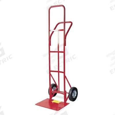 Dayton General Purpose Hand Truck: 400 lb, Flow-Back Handle, Red, Steel, Semipneumatic - General Purpose Hand Trucks