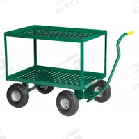 LITTLE GIANT Wagon Truck: 1,200 lb Cap, 36 in L x 24 in W x 32 in H Deck, J-Shaped, 12 ga Frame (MPN 2LDWP-2436-10P-G). Key specifications — Brand: LITTLE GIANT; Color: Green.