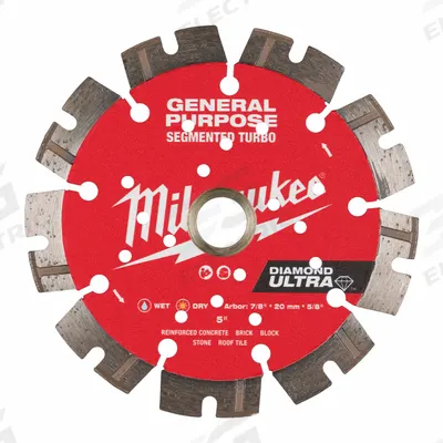 MILWAUKEE Diamond Saw Blade: Block/Brick/Pavers/Rebar/Stone, 5 in Blade Dia. - Multi-Material Blades