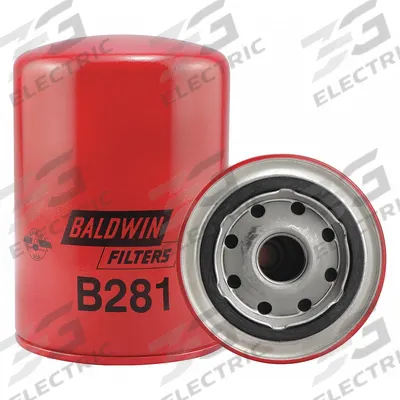 BALDWIN FILTERS Oil Filter: B281, M22-1.50 Thread Size, 5 3/8 in Overall Ht - Spin-On Oil Filters