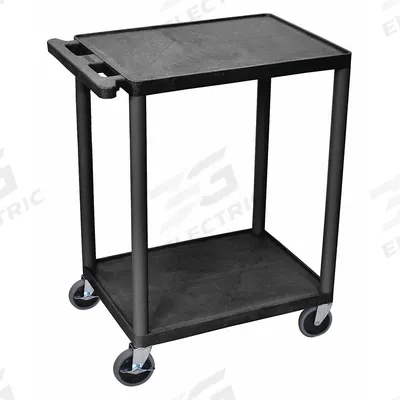 APPROVED VENDOR Utility Cart: 300 lb, 2 Shelves, 24 in L x 18 in W Self, Black - Light-Duty Carts With Brake