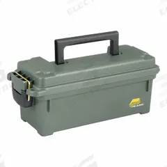 PLANO MOLDING Tool Box: 13 1/2 in W 5 9/16 in D 5 9/16 in H, Plastic, Green, Padlock, 1 Compartments (MPN 121202). Key specifications — attr1116905: Green; attr1116946: PLANO MOLDING; attr1116904: Padlock.
