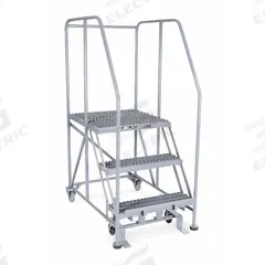 COTTERMAN Mobile Work Platform: 2.5 ft Platform Ht - Max, 24 in x 36 in, Steel, 800 lb Load Capacity (MPN 3WP2436RA3B4B8AC1P6). Key specifications — Folding: Not Foldable; Mobility: Rolling; Components Included: Rubber Foot Pads; Use Location: Indoor; Brand: COTTERMAN; Color: Gray; Height Adjustability: Fixed Height; Includes Handrails: Handrails Included.