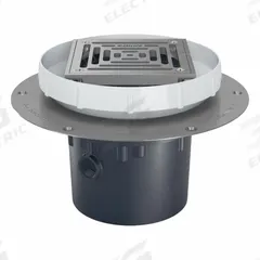 ZURN Floor Drain: 9 7/8 in Overall Dia, 5 in Grate Size, 4 in Nominal Pipe Size, Solvent Weld, PVC (MPN EZ2-PV4-ST-SS). Key specifications — Color: Silver; Connection Type: Solvent Weld; Brand: ZURN; Includes: Stainless Mesh Screen.