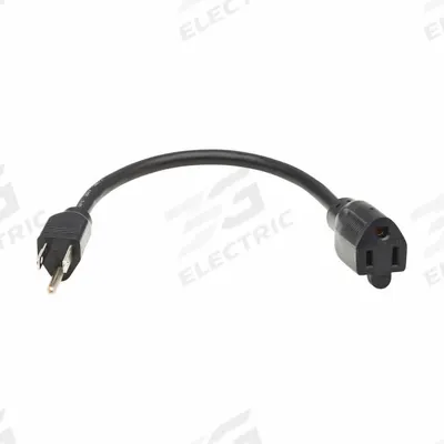 EATON TRIPP LITE Power Cord: 1 ft Lg, 3/16, 5-15P Plug, 5-15R Receptacle, SJT, PVC - Electronic Equipment Power Cords