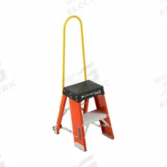 LOUISVILLE LADDER Step Stool: 2.3 ft Overall Ht, 300 lb Load Cap, 2 Steps, Fiberglass, Unassembled (MPN FY8002-S55S56). Key specifications — Product Type: Step Stool; Stacking: Not Stackable; Brand: LOUISVILLE LADDER; Color: Orange; Feet Material: Rubber; Feet Type: Slip-Resistant; Folding: Foldable; Includes Handrails: Handrails Included.