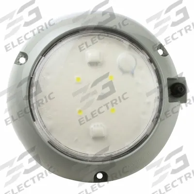 GROTE Dome Light: Round, 12V DC, LED, Clear, Gray, 5 15/16 in Overall Dia - Round Dome Lights