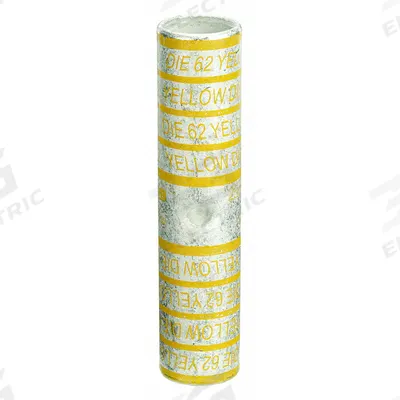 APPROVED VENDOR Open Barrel Splice: 250 kcmil Wire Size, Yellow Code, 3.41 in, Copper Barrel - Crimped Butt Splice Compression Connectors