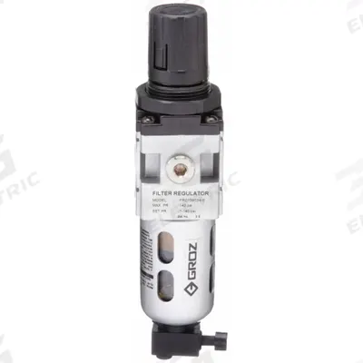 GROZ Filter-Regulator: Light Duty Series, 1/8 in NPT, 14 cfm, 40 micron, 7 psi to 145 psi - GROZ FRL Air Filter/Regulators