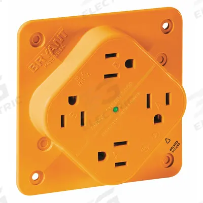 BRYANT Receptacle: Quad, 5-15, Orange, 125V AC, 15 A, 2 Pole / 3 Wire (MPN 1254IGO) - General Purpose Receptacles