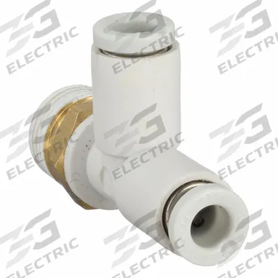 SMC Push-Fit Tee Fitting: 1/8 in Pipe x 4 mm OD x 4 mm OD Size, 31 1/2 mm Overall Lg - Polybutylene & Brass Tube Fittings