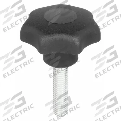 KIPP Hand Knob: 7 Point, Plastic w/ Steel Thread, M6 Thread, 25 mm Thread Lg - 7-Arm Knobs with Threaded Stud
