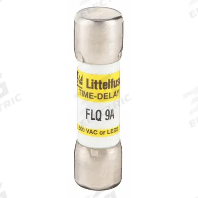LITTELFUSE Fuse: FLQ Series, Midget, Time-Delay, 9 A, 500 V AC, 300 V DC - Time-Delay Cylindrical Fuses