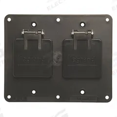 LEGRAND Outlet Box Plate: Portable Outlet Box Cover, Portable Outlet Boxes, 2 Gangs, 3R, Black (MPN 3263WBK). Key specifications — Color: Black; Brand: LEGRAND.